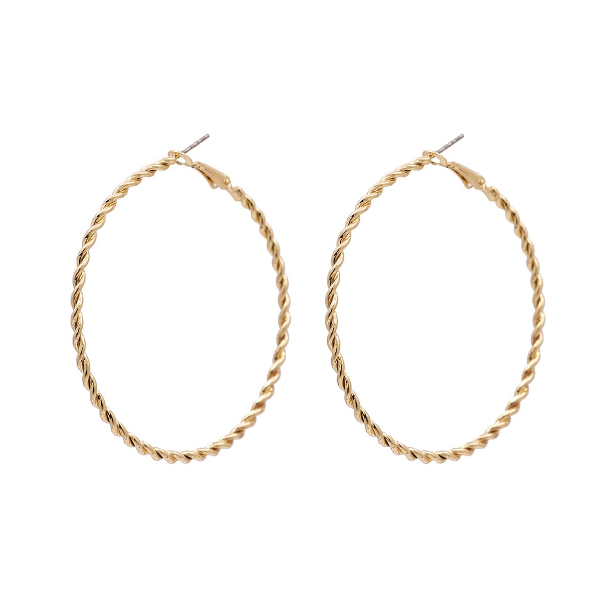 18K Gold-Plated Twine Hoop Earrings, everyday style, front view