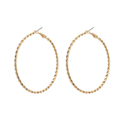 18K Gold-Plated Twine Hoop Earrings, everyday style, front view