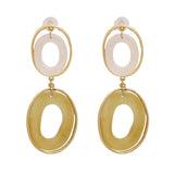 White & Goldtone Dual-Circle Drop Earrings