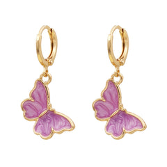 Purple Enamel & 18K Gold-Plated Butterfly Drop Earrings