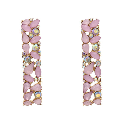 Pink Cubic Zirconia and 18K Gold-Plated Drop Earrings, gold drop earrings for women, everyday style, lifestyle look