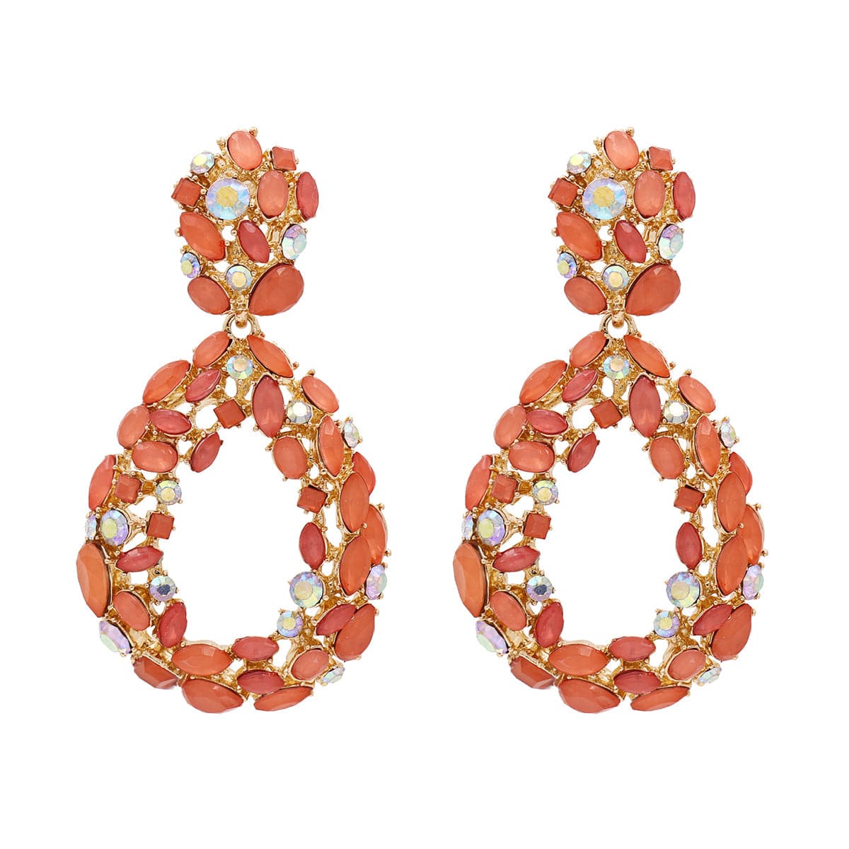 Red Cubic Zirconia & 18K Gold-Plated Circle Drop Earrings