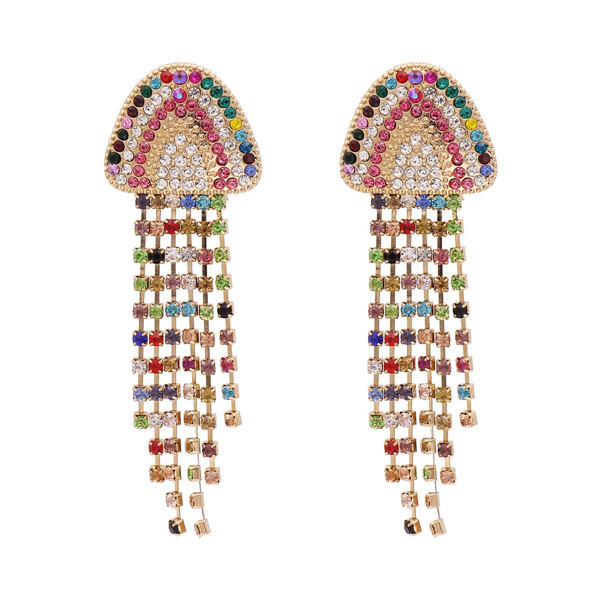 Colored Cubic Zirconia & 18K Gold-Plated Jellyfish Drop Earrings