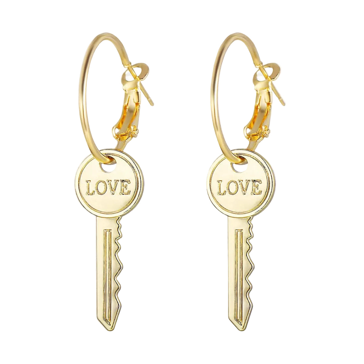 18K Gold-Plated 'Love' Key Drop Earrings