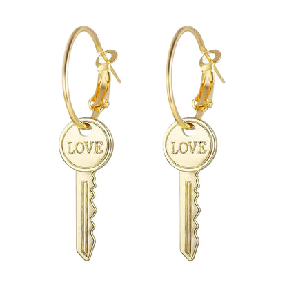 18K Gold-Plated 'Love' Key Drop Earrings
