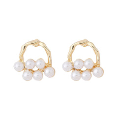 Pearl & 18K Gold-Plated Round Branch Stud Earrings