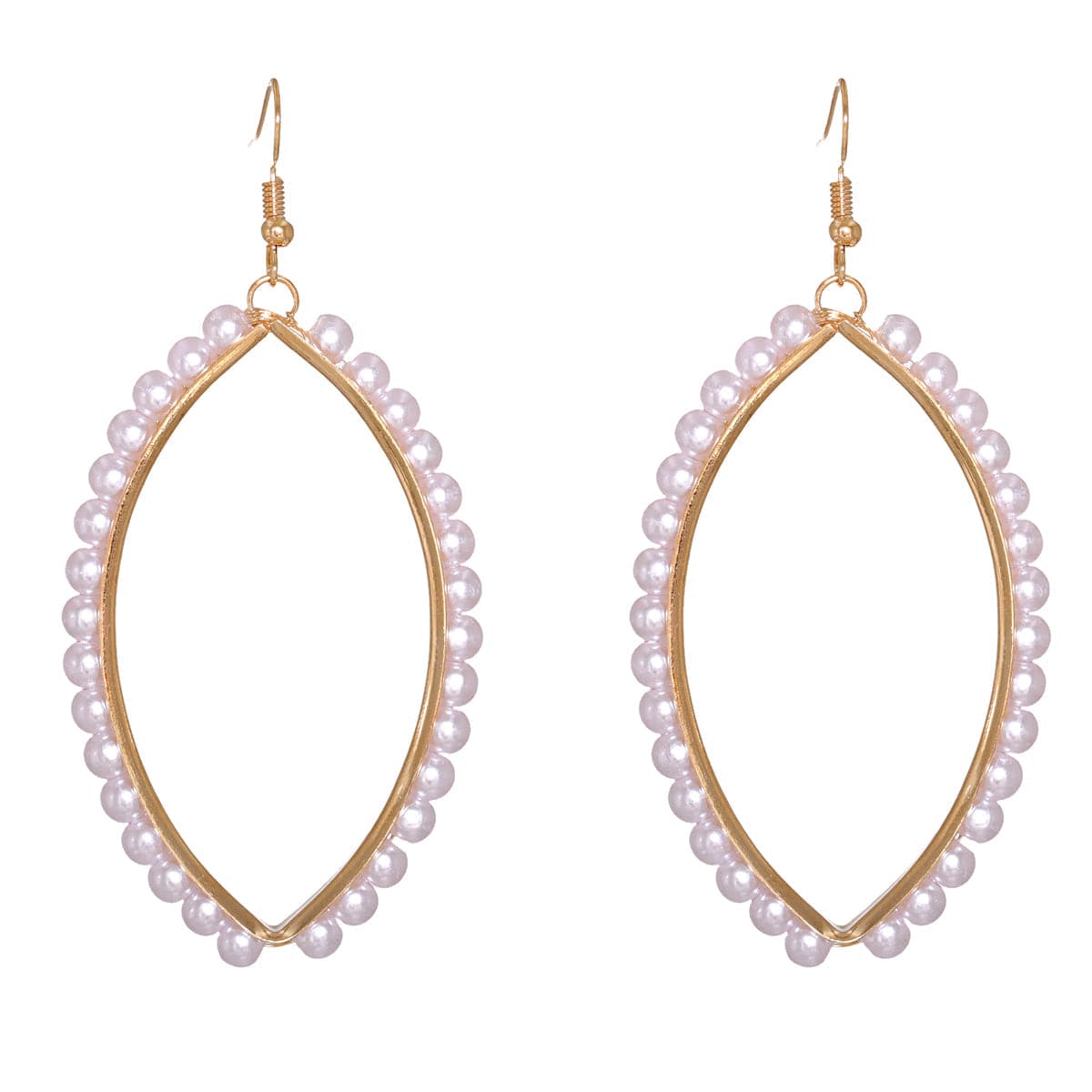 Pearl & 18K Gold-Plated Marquise Drop Earrings