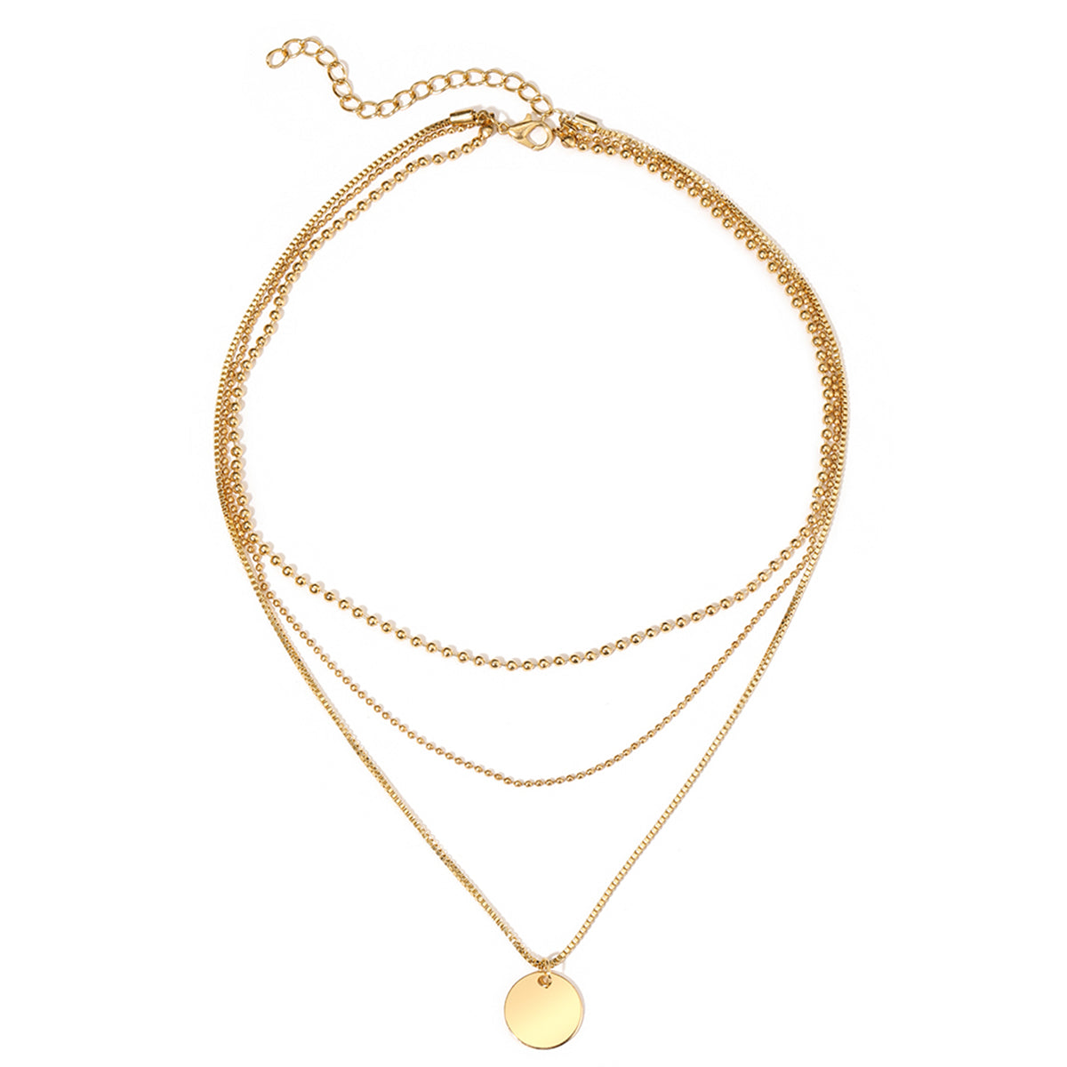 18K Gold-Plated Circle Layered Pendant Necklace