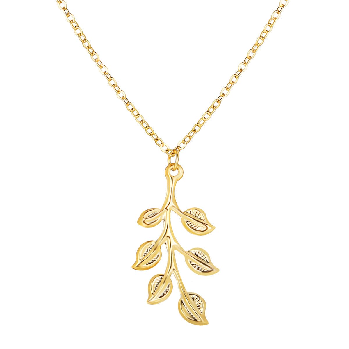 18K Gold-Plated Leaf Pendant Necklace