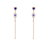 Blue Cubic Zirconia & Pearl 18k Gold-Plated Heart Drop Earrings