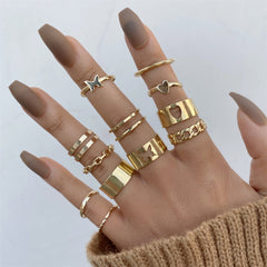 18K Gold-Plated Heart Ring Set