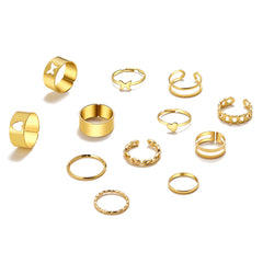 18K Gold-Plated Heart Ring Set