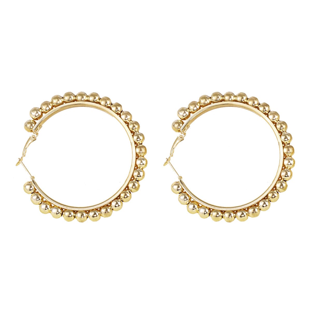 Beautifully designed 18K gold-plated hoop earrings featuring decorative beads, ideal for elevating your jewelry collection.