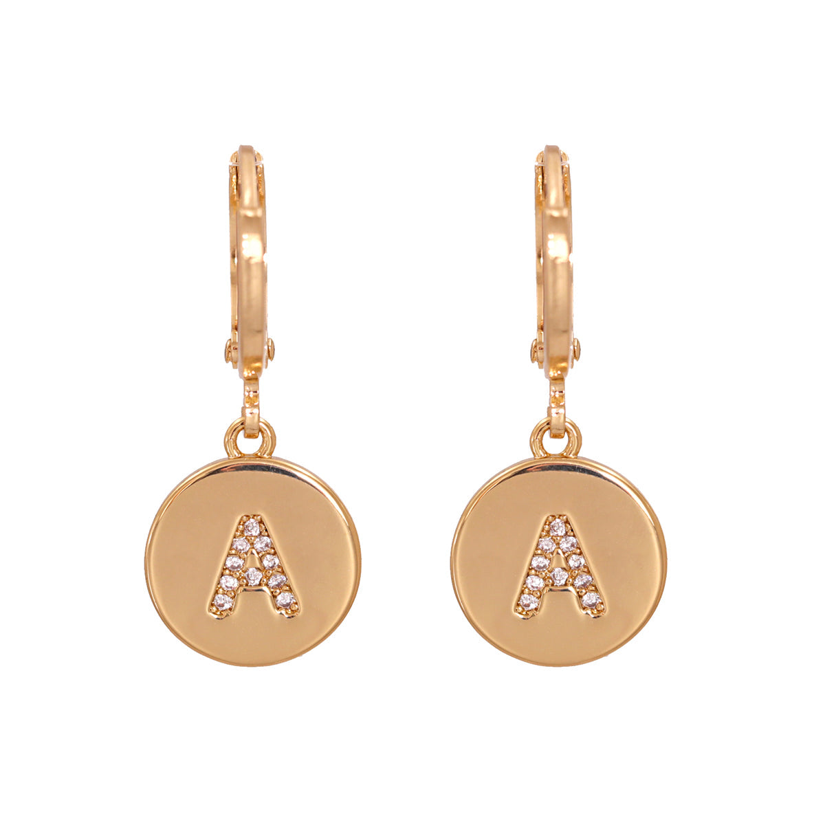 Cubic Zirconia & 18K Gold-Plated Letter A Cut Drop Earrings