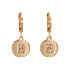 Cubic Zirconia & 18K Gold-Plated Letter B Cut Drop Earrings