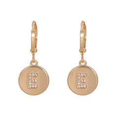 Cubic Zirconia & 18K Gold-Plated Letter E Cut Drop Earrings