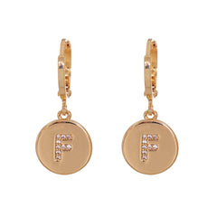 Cubic Zirconia & 18K Gold-Plated Letter F Cut Drop Earrings