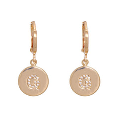 Cubic Zirconia & 18K Gold-Plated Letter G Cut Drop Earrings