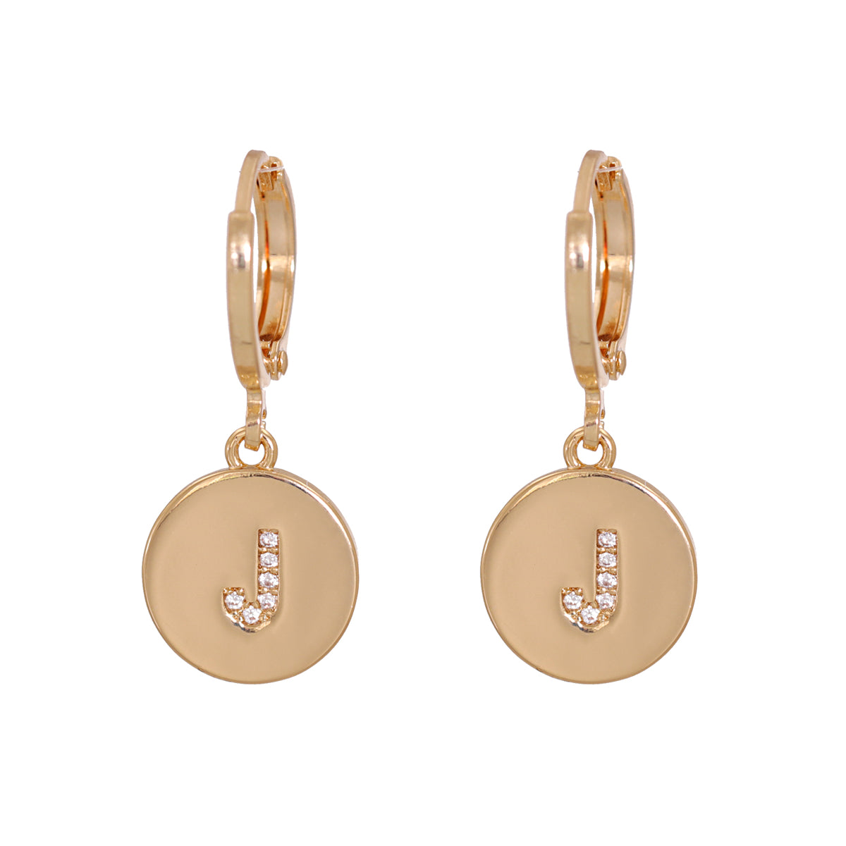 Cubic Zirconia & 18K Gold-Plated Letter J Cut Drop Earrings
