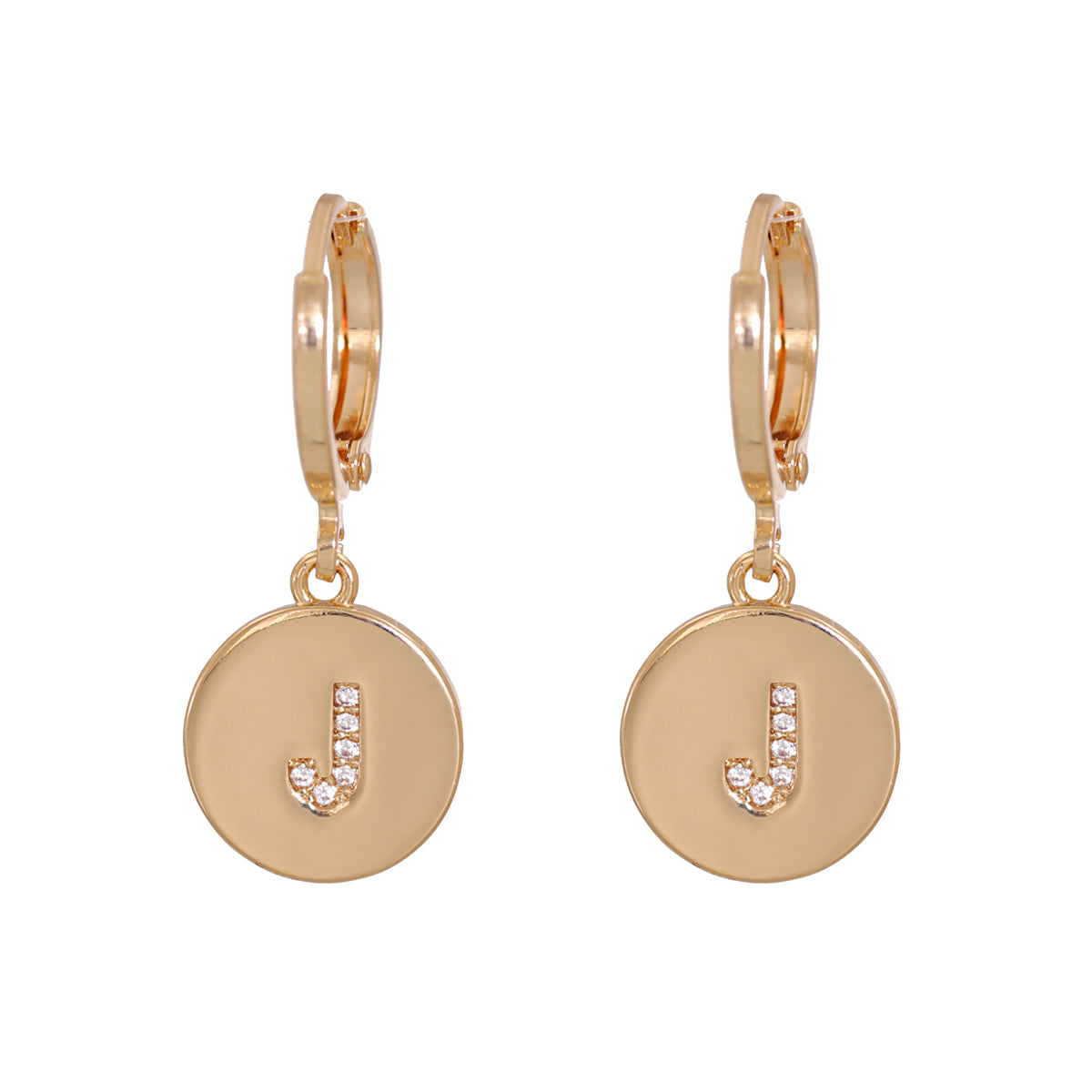 Cubic Zirconia & 18K Gold-Plated Letter J Cut Drop Earrings