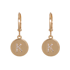 Cubic Zirconia & 18K Gold-Plated Letter K Cut Drop Earrings
