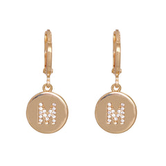 Cubic Zirconia & 18K Gold-Plated Letter M Cut Drop Earrings