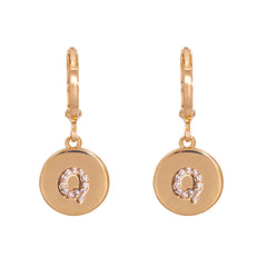 Cubic Zirconia & 18K Gold-Plated Letter Q Cut Drop Earrings