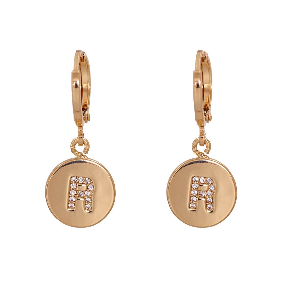 Cubic Zirconia & 18K Gold-Plated Letter R Cut Drop Earrings