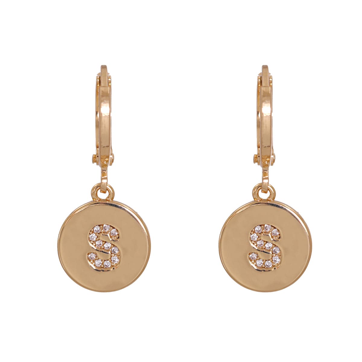 Cubic Zirconia & 18K Gold-Plated Letter S Cut Drop Earrings