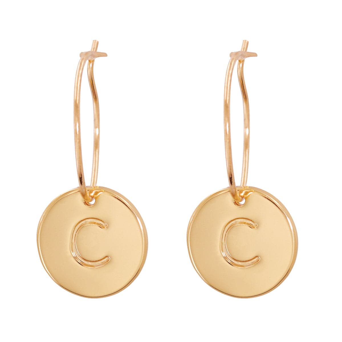 18K Gold-Plated Letter C Cut Drop Earrings