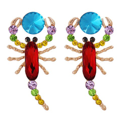 Red Multicolor Crystal & Cubic Zirconia Scorpion Stud Earrings
