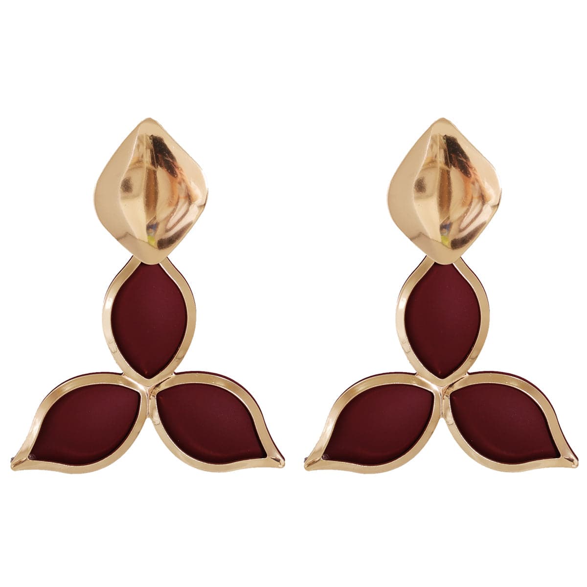 Red Enamel & 18K Gold-Plated Flower Drop Earrings