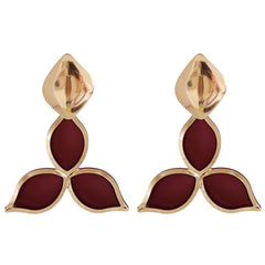 Red Enamel & 18K Gold-Plated Flower Drop Earrings