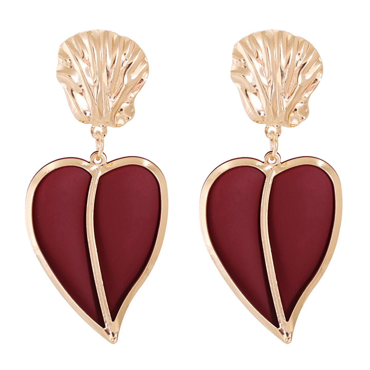Red Enamel & 18K Gold-Plated Heart Drop Earrings
