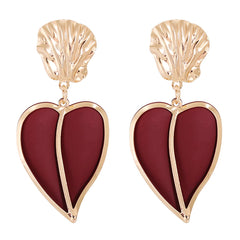 Red Enamel & 18K Gold-Plated Heart Drop Earrings
