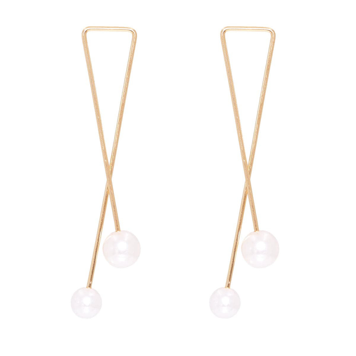 Pearl & 18K Gold-Plated Cross Drop Earrings