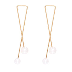 Pearl & 18K Gold-Plated Cross Drop Earrings