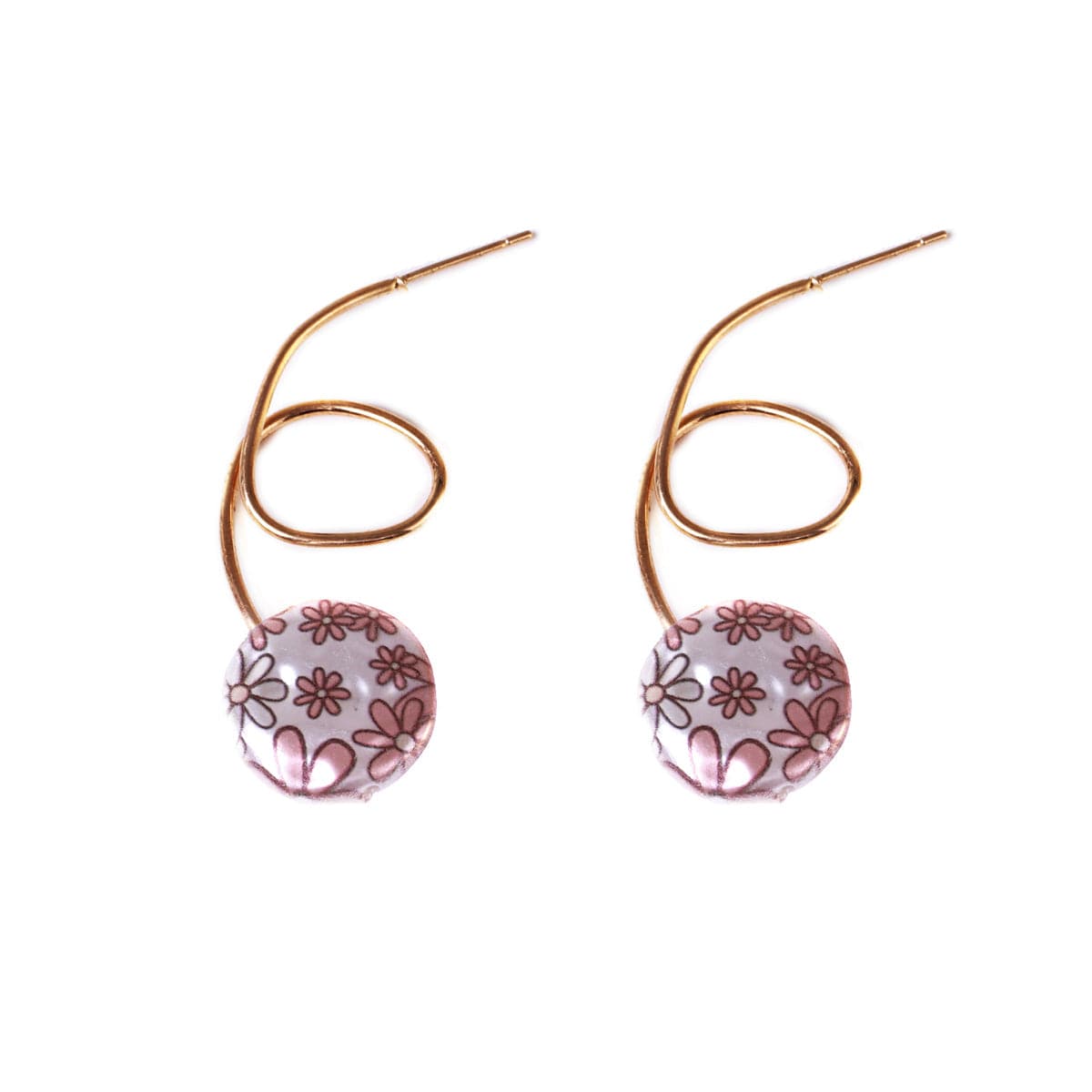 Purple Floral Pearl & 18K Gold-Plated Drop Earrings