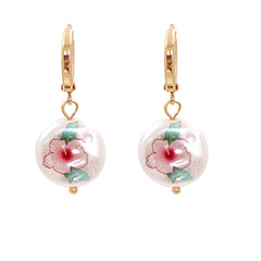 Pink Floral Pearl & 18K Gold-Plated Drop Earrings