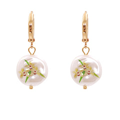Orchid Floral Pearl & 18K Gold-Plated Drop Earrings