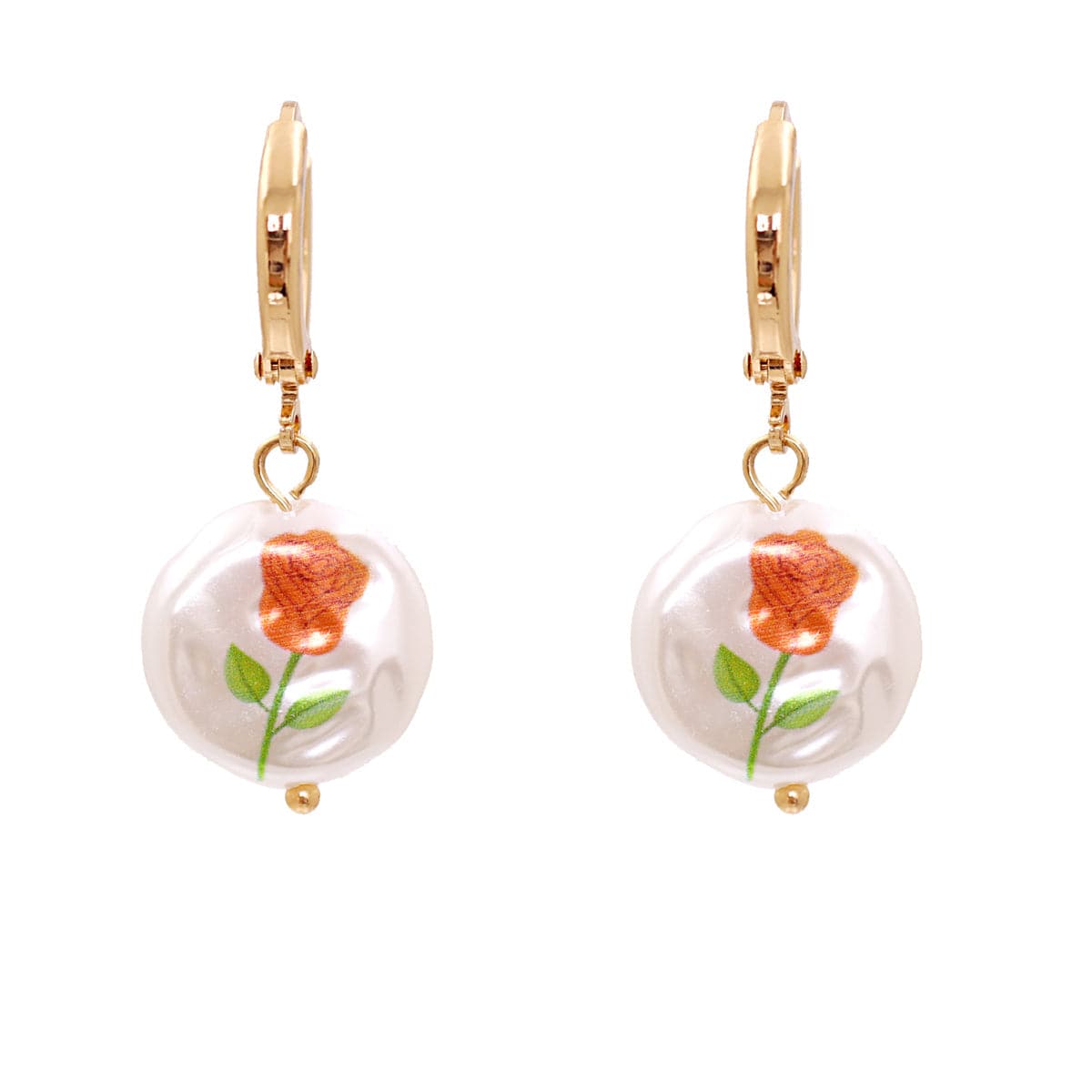 Rose Floral Pearl & 18K Gold-Plated Drop Earrings
