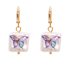 Pearl & 18K Gold-Plated Butterfly Drop Earrings