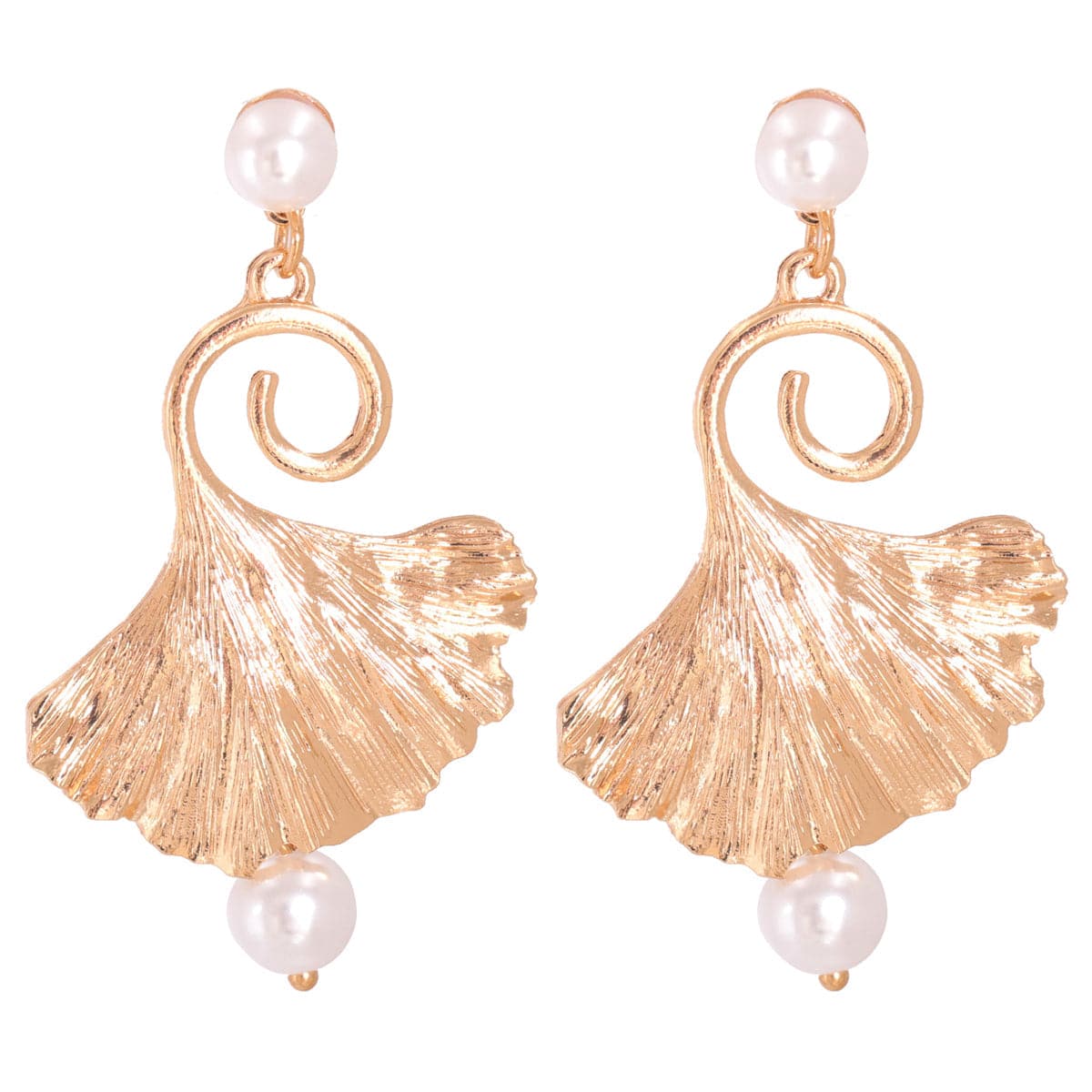 Pearl & 18K Gold-Plated Lotus Leaf Drop Earrings