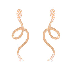 Pearl & 18K Gold-Plated Snake Drop Earrings