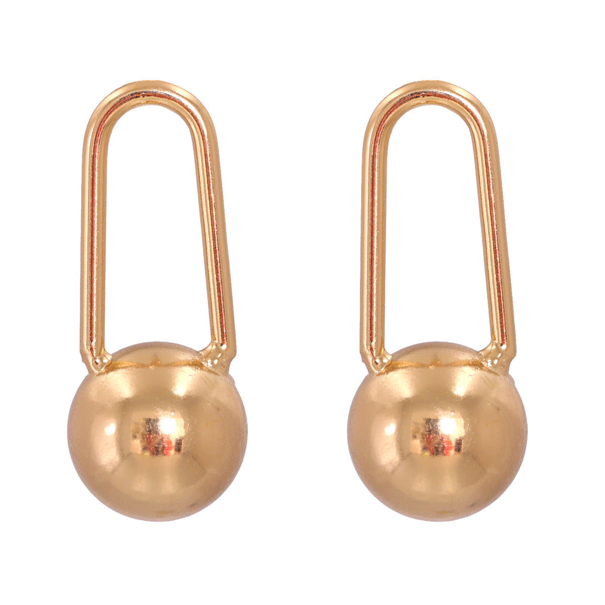 18K Gold-Plated Pin and Ball Drop Earrings, gold drop earrings for women, everyday style, side view