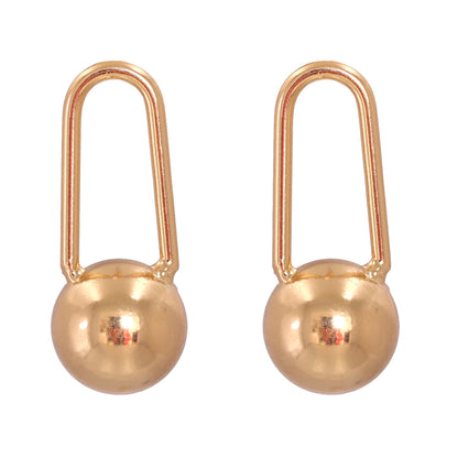 18K Gold-Plated Pin and Ball Drop Earrings, gold drop earrings for women, everyday style, side view