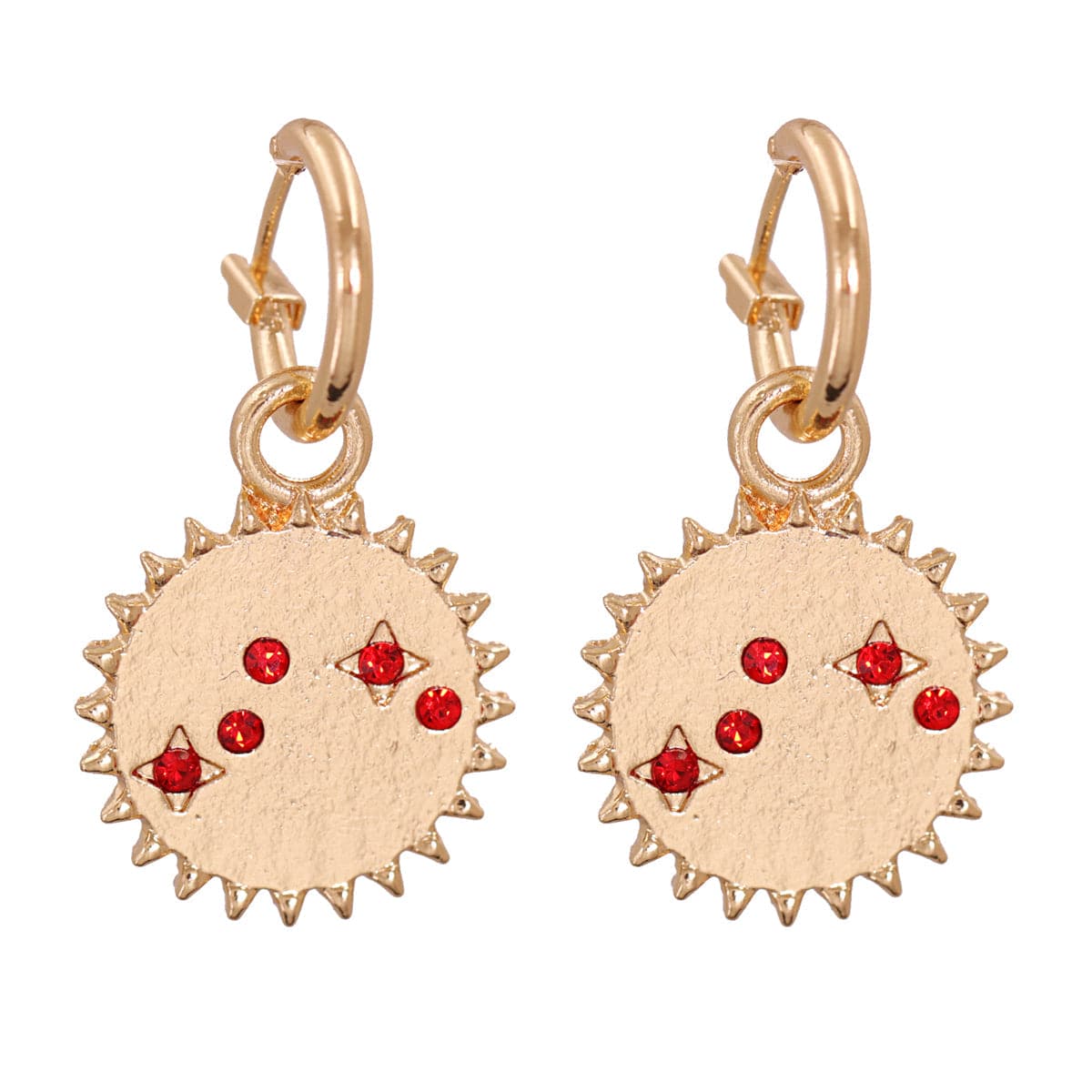 Red Cubic Zirconia & 18K Gold-Plated Sun Drop Earrings