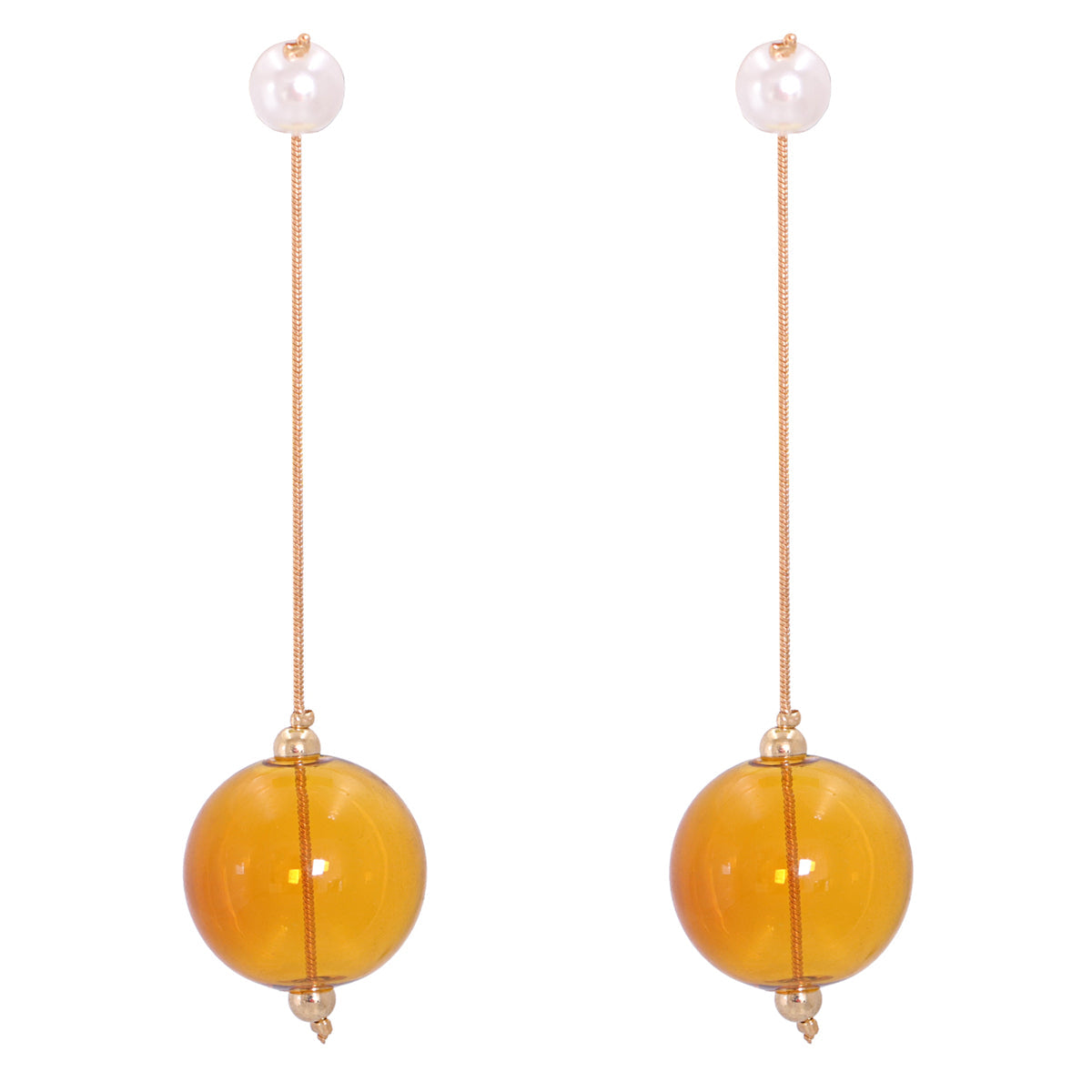 Orange Glass & Pearl 18K Gold-Plated Drop Earrings