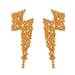 Orange Cubic Zirconia & 18K Gold-Plated Lightning Stud Earrings