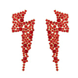 Red Cubic Zirconia & 18K Gold-Plated Lightning Stud Earrings